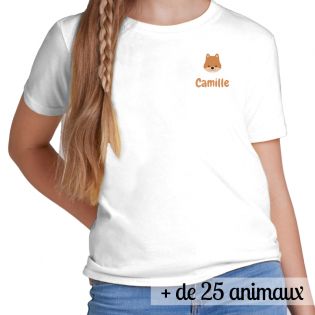 T-shirt mixte pour enfant personnalisable avec Prénom et motif Animal · De 2 à 14 ans 