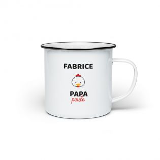 Tasse émaillée personnalisable avec prénom · Papa Poule · Cadeau anniversaire ou fête des pères