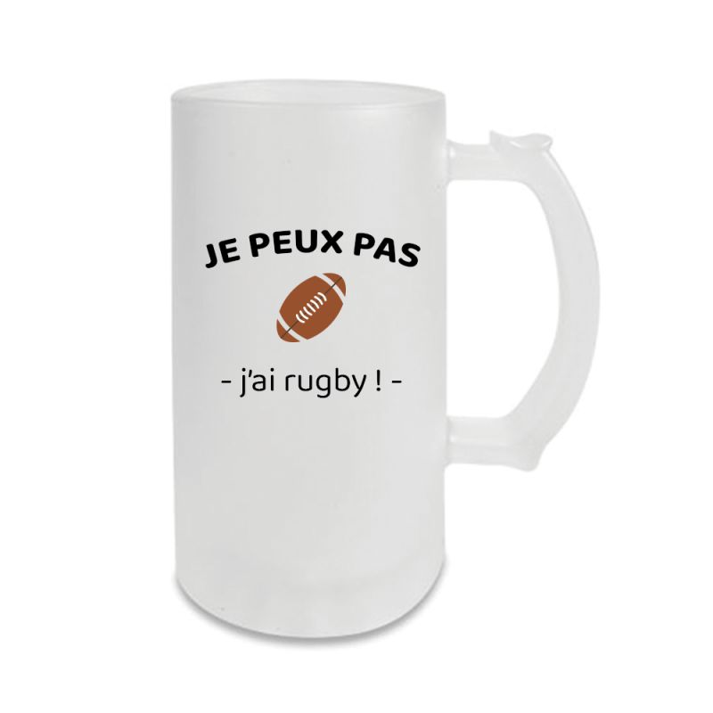 Chope à bière givrée 500 mL · Je peux pas j'ai rugby · Cadeau passionnée de rugby Chope à bière givrée 500 mL · Je peux pas j'ai rugby · Cadeau passionnée de rugby