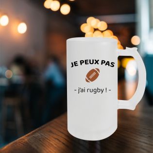 Chope à bière givrée 500 mL · Je peux pas j'ai rugby · Cadeau passionnée de rugby