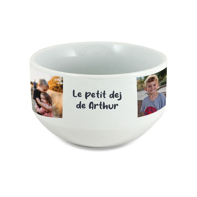 Bol petit déjeuner personnalisable avec prénom, texte et photo Bol petit déjeuner personnalisable avec prénom, texte et photo