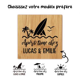 Lot de 4 sous-verres Bambou personnalisés | Apéro Time