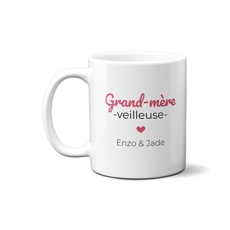 Mug thé ou café personnalisable Grand-mère-veilleuse · Cadeau anniversaire ou Noël de Mamie