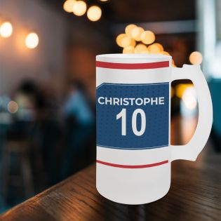 Chope de bière 50 cL club de football personnalisable avec prénom et numéro · Cadeau fan de foot · Paris