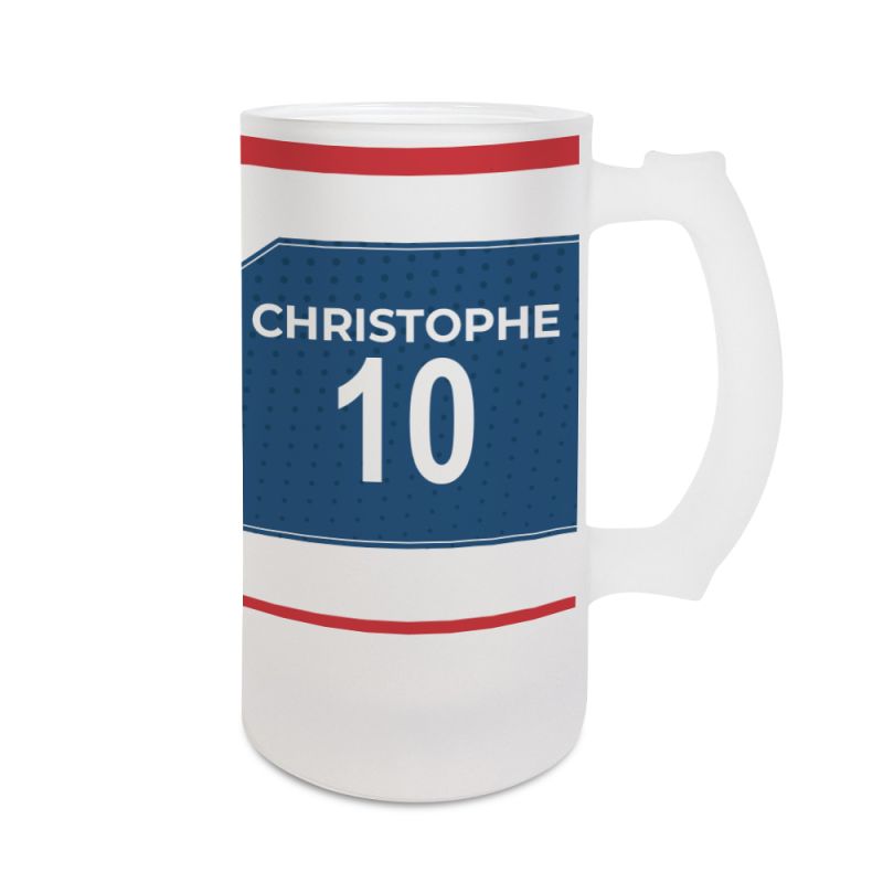 Chope de bière 50 cL club de football personnalisable avec prénom et numéro · Cadeau fan de foot · Paris Chope de bière 50 cL club de football personnalisable avec prénom et numéro · Cadeau fan de foot · Paris