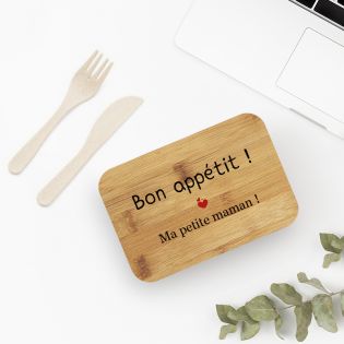Lunch box bambou personnalisable avec couverts | Bon appétit