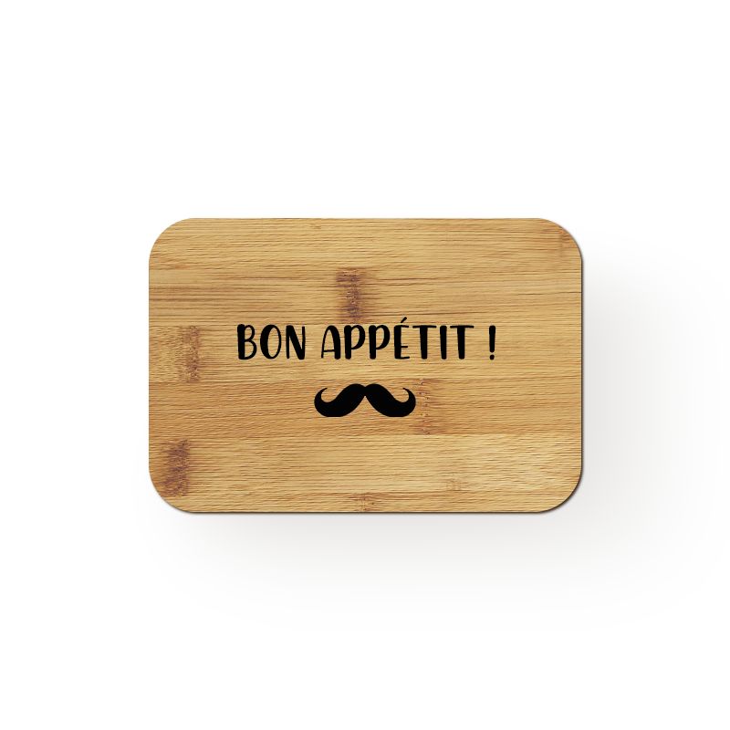 Lunch box bambou personnalisable avec couverts | Bon appétit Lunch box bambou personnalisable avec couverts | Bon appétit