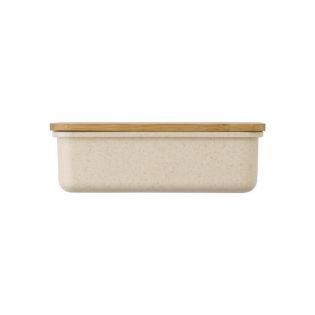 Lunch box en bambou personnalisable avec prénom + couverts · Modèle Arc-en-ciel 