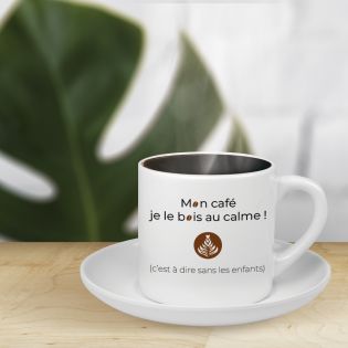 Petite tasse à café personnalisée expresso + soucoupe · Personnalisable avec texte et photo
