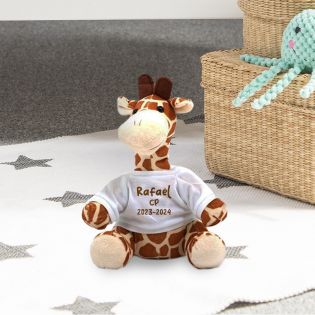 Peluche animal Girafe personnalisée avec Prénom et Photo pour chambre de bébé · Cadeau naissance