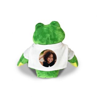 Peluche animal avec t-shirt personnalisable Prénom et Photo · Cadeau naissance bébé · Grenouille