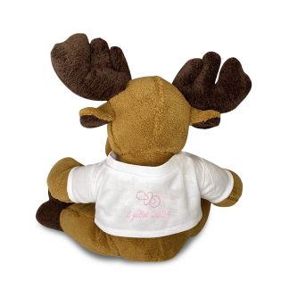 Peluche animal avec t-shirt personnalisable Prénom et Photo · Cadeau naissance bébé · Élan