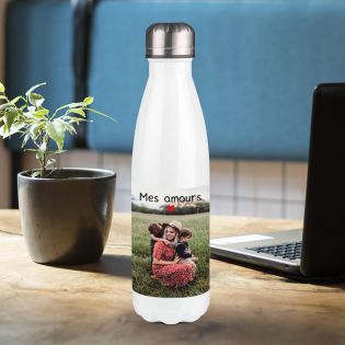 Bouteille isotherme personnalisable photo prénom logo - Inox, 50 cL - Personnalisé en France