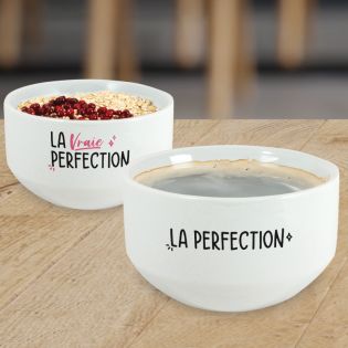 Pack de 2 bols modèle Perfection personnalisables avec Prénom - Cadeau  personnalisé couple - Pour son/sa chéri(e)