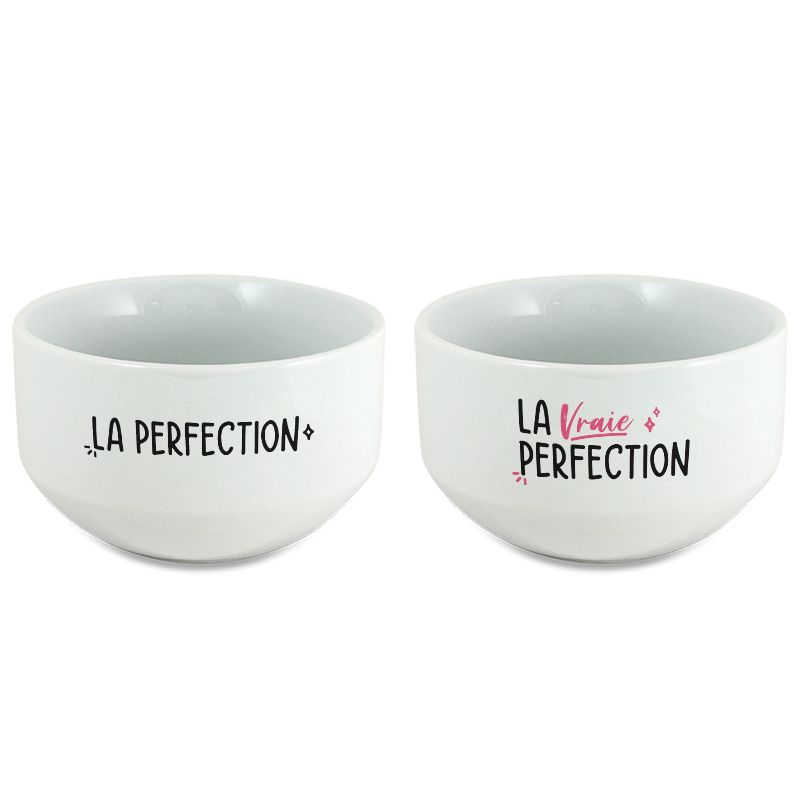 Pack de 2 bols modèle Perfection personnalisables avec Prénom - Cadeau personnalisé couple - Saint-Valentin Pack de 2 bols modèle Perfection personnalisables avec Prénom - Cadeau personnalisé couple - Saint-Valentin