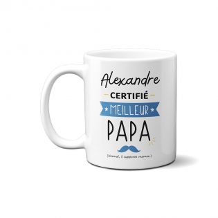 Mug Certifié Meilleur Papa - Cadeau Anniversaire ou Noël pour super père - Imprimé en France