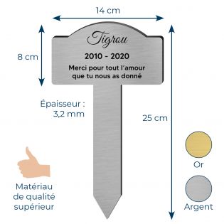 Plaque funéraire personnalisée pour animal de compagnie - Couleur argent brossé