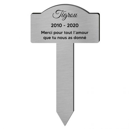 Plaque funéraire personnalisée pour animal de compagnie - Couleur argent brossé