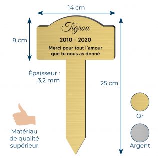 Plaque funéraire personnalisée pour animal de compagnie - Couleur or brossé