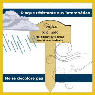 Plaque funéraire personnalisée pour animal de compagnie - Couleur or brossé