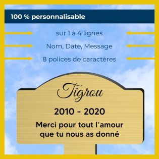 Plaque funéraire personnalisée pour animal de compagnie - Couleur or brossé