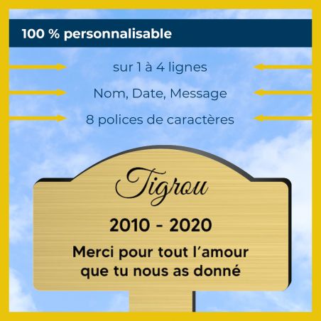 Plaque funéraire personnalisée pour animal de compagnie - Couleur or brossé