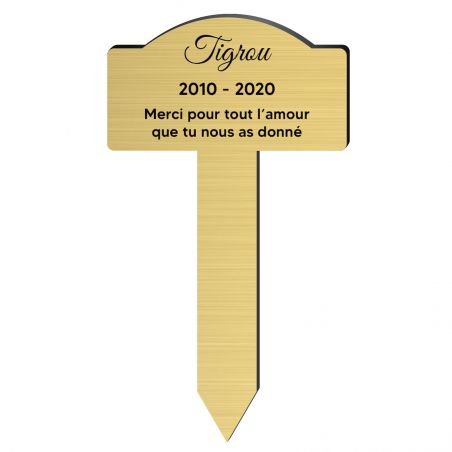 Plaque funéraire personnalisée pour animal de compagnie - Couleur or brossé