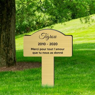 Plaque funéraire personnalisée pour animal de compagnie - Couleur or brossé