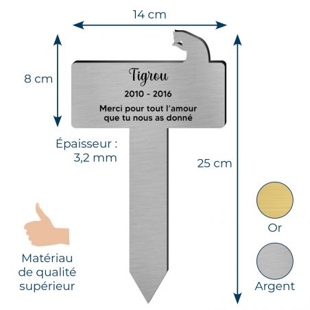 Plaque funéraire Silhouette personnalisée pour chat assis