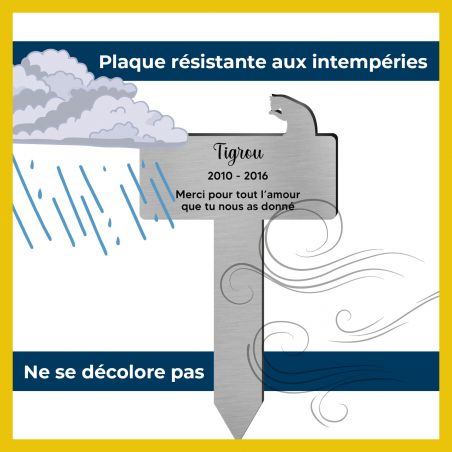 Plaque funéraire Silhouette personnalisée pour chat assis