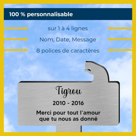 Plaque funéraire Silhouette personnalisée pour chat assis