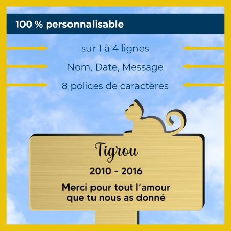 Plaque funéraire Silhouette personnalisée pour chat allongé