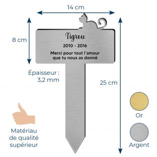 Plaque funéraire Silhouette personnalisée pour chat allongé