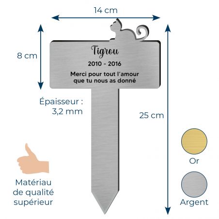 Plaque funéraire Silhouette personnalisée pour chat allongé