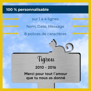 Plaque funéraire Silhouette personnalisée pour chat allongé