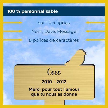 Plaque funéraire Silhouette personnalisée pour oiseau