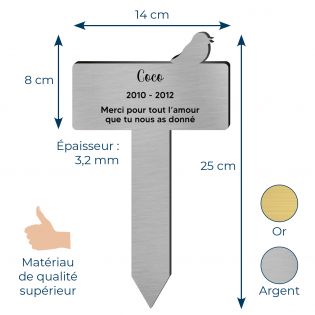 Plaque funéraire Silhouette personnalisée pour oiseau