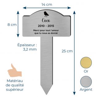 Plaque funéraire personnalisée pour oiseau