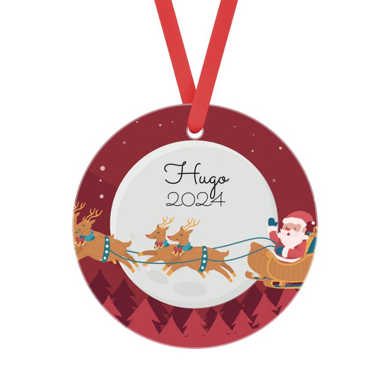 Décoration de Noël personnalisée avec un prénom - Cadeau Noël, décoration sapin de Noël en plexiglass - Modèle Lune de Noël Décoration de Noël personnalisée avec un prénom - Cadeau Noël, décoration sapin de Noël en plexiglass - Modèle Lune de Noël