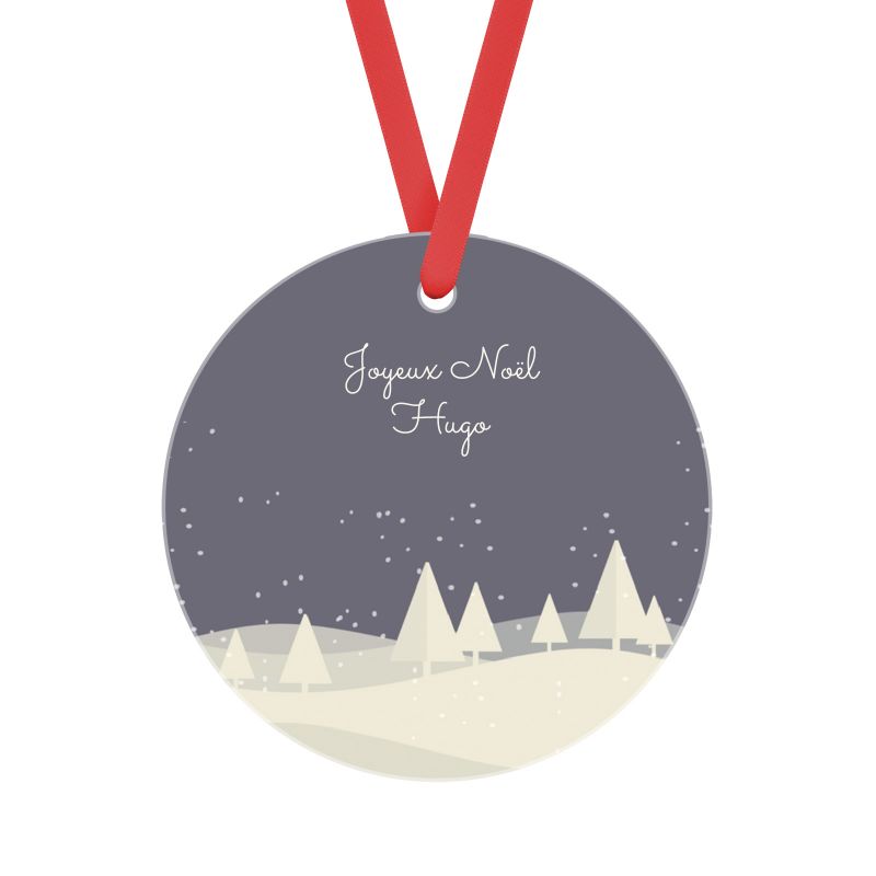 Décoration de Noël en plexiglass personnalisable avec un prénom pour décoration du sapin de Noël - Modèle Forêt violette Décoration de Noël en plexiglass personnalisable avec un prénom pour décoration du sapin de Noël - Modèle Forêt violette