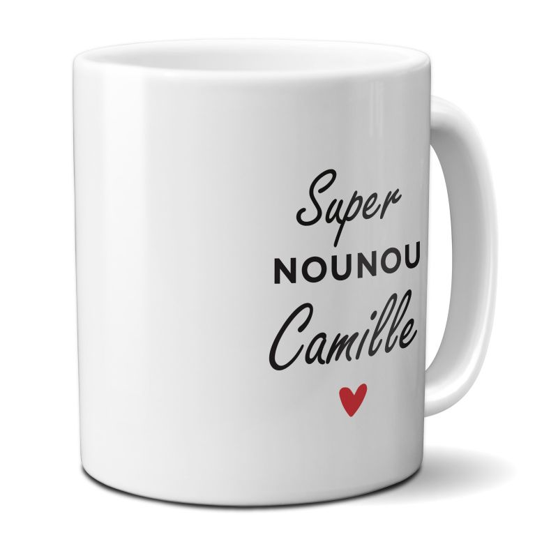 Mug Super Nounou personnalisable avec Texte ou Prénom · Cadeau personnalisé nourrice ou assistante maternelle Mug Super Nounou personnalisable avec Texte ou Prénom · Cadeau personnalisé nourrice ou assistante maternelle