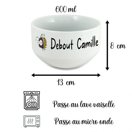 Bol petit déjeuner modèle animaux personnalisé avec un prénom