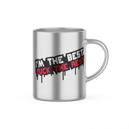 Tasse à café double paroi en inox personnalisable avec texte, photo et logo · 33 cl