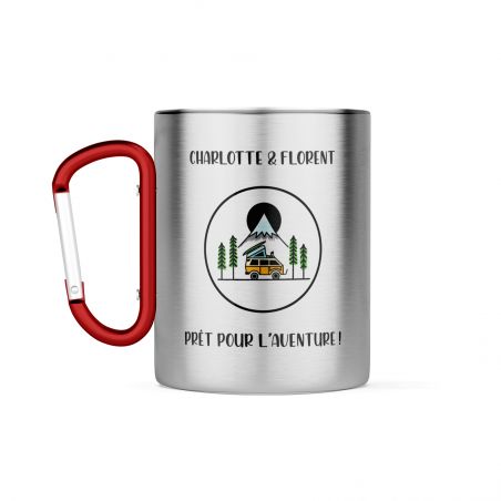 Mug Inox double paroi et mousqueton personnalisable Van Life 5 designs · 33 cl