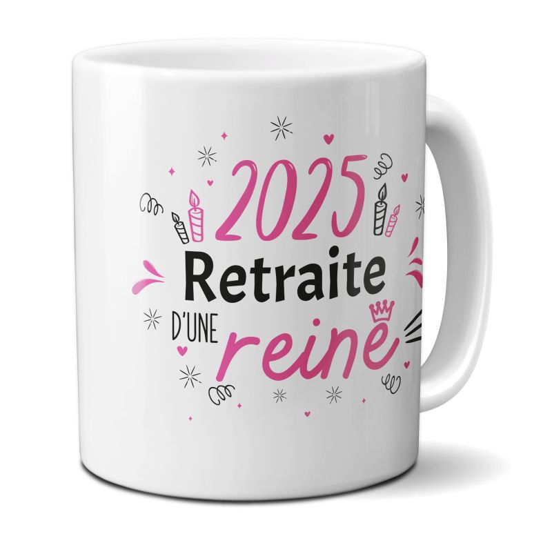 Mug Retraite 2025 - Retraite d'une Reine - 33 cl, céramique - Imprimé en France Mug Retraite 2025 - Retraite d'une Reine - 33 cl, céramique - Imprimé en France