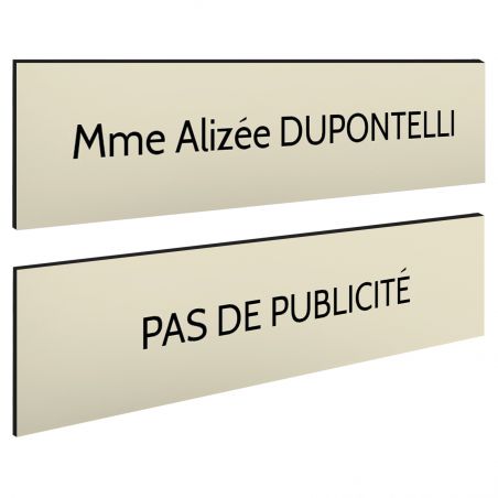 Plaque boîte aux lettres Decayeux NOM + PLAQUE STOP PUB | 1 ligne