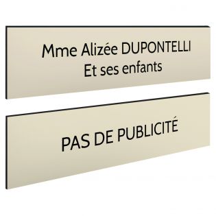 Plaque boîte aux lettres Decayeux NOM + PLAQUE STOP PUB | 2 lignes