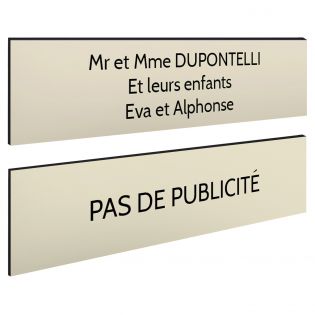 Plaque boîte aux lettres Decayeux NOM + PLAQUE STOP PUB | 3 lignes