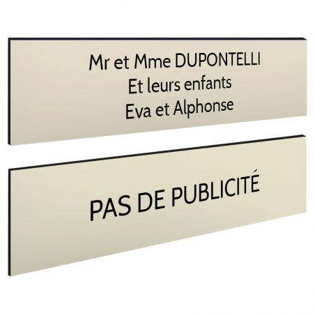 Plaque boîte aux lettres Decayeux NOM + PLAQUE STOP PUB | 3 lignes