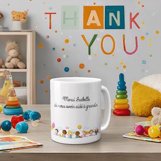 Tasse "Merci" pour nounou personnalisable avec prénom · Cadeau personnalisé remerciement nounou